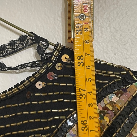 D'Albert Black Beaded Gold Sequin Silk Dress 80's Vintage‎ Deadstock NWT Party - Picture 12 of 15